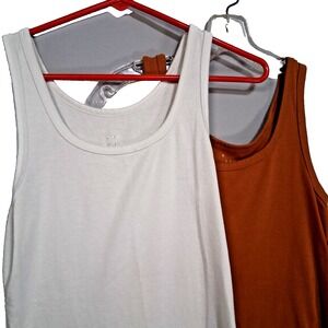 A New Day Womens Tanks Lot of 2 Brown White Size‎ Small Recycled Polyeaster
